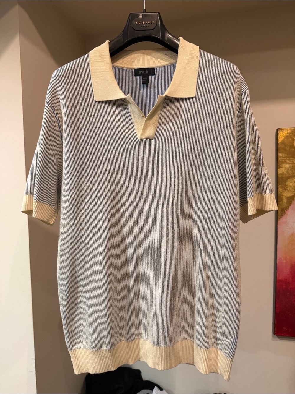 Truth - Men's Short Sleeve Polo Shirt in Beige and Light Gray